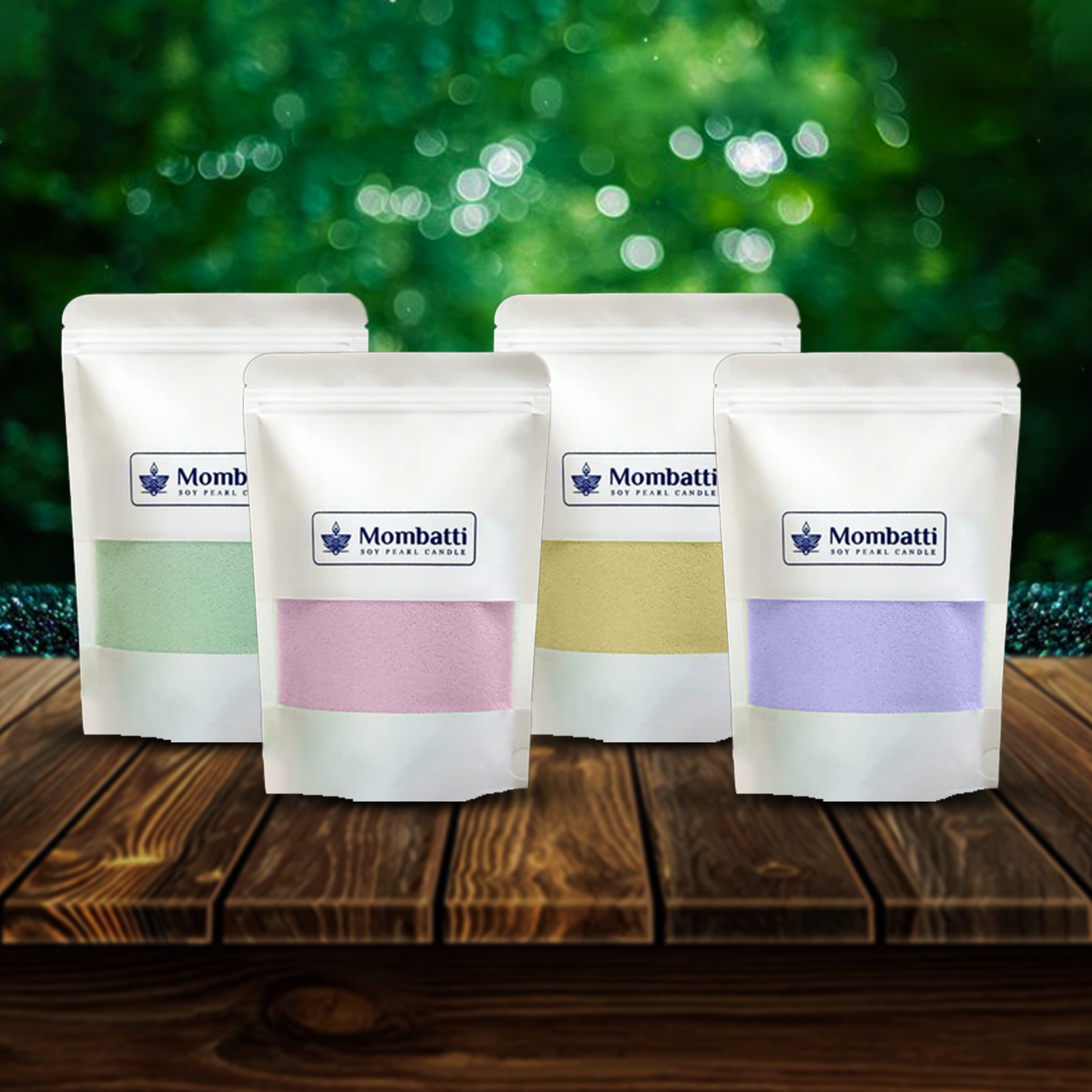Mombatti® Pearled Candle Pack of 4 - Coloured (Wicks Included)