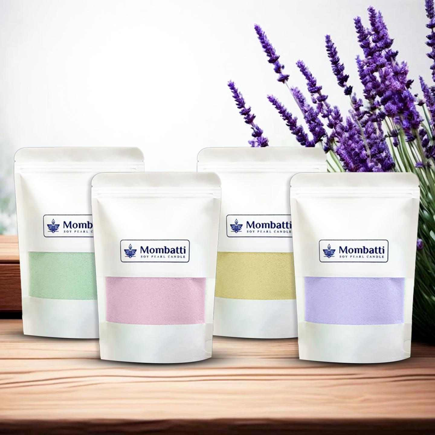 Mombatti® Pearled Candle Pack of 4 - Coloured (Wicks Included)