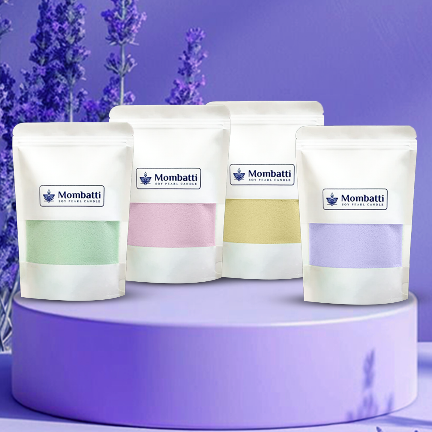 Mombatti® Pearled Candle Pack of 4 - Coloured (Wicks Included)